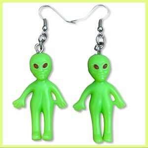 Neon Glow-in-the-Dark Alien Dangling Earrings